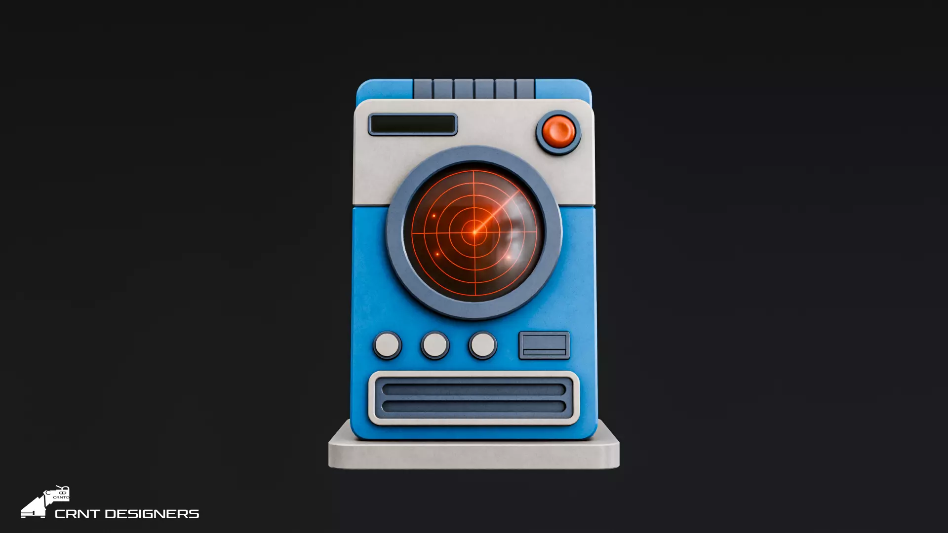 Retro Scifi Radar Device Low-poly 3D model_1