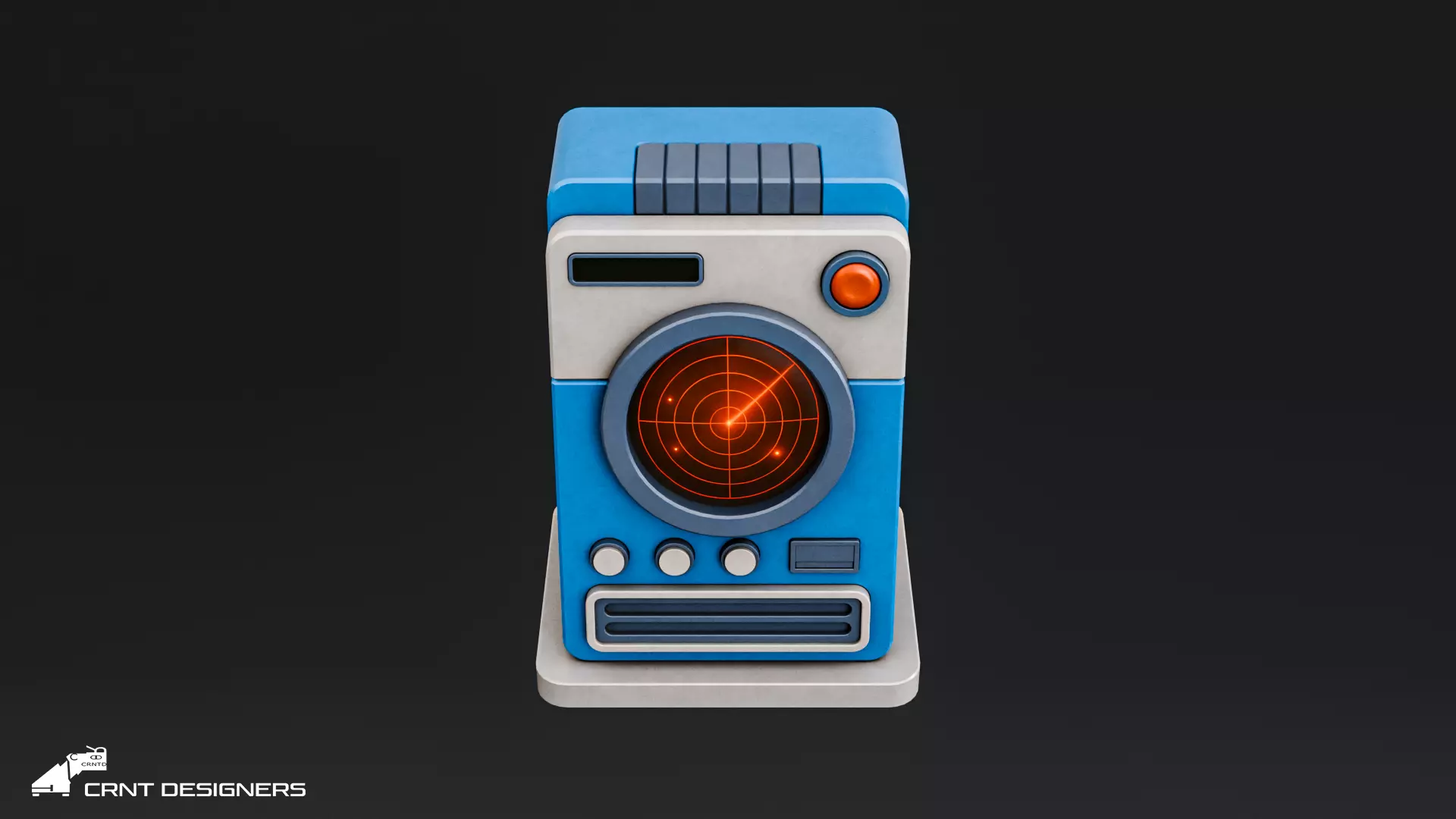 Retro Scifi Radar Device Low-poly 3D model_16