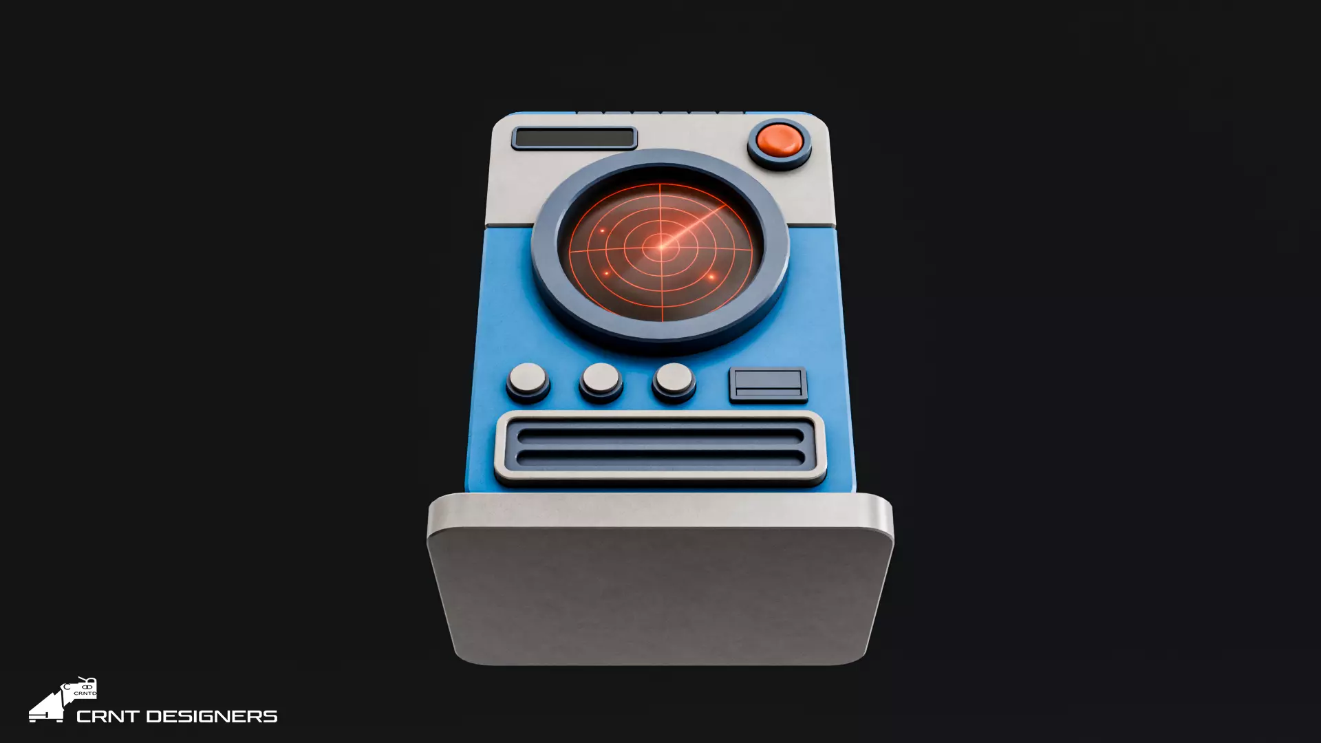 Retro Scifi Radar Device Low-poly 3D model_19