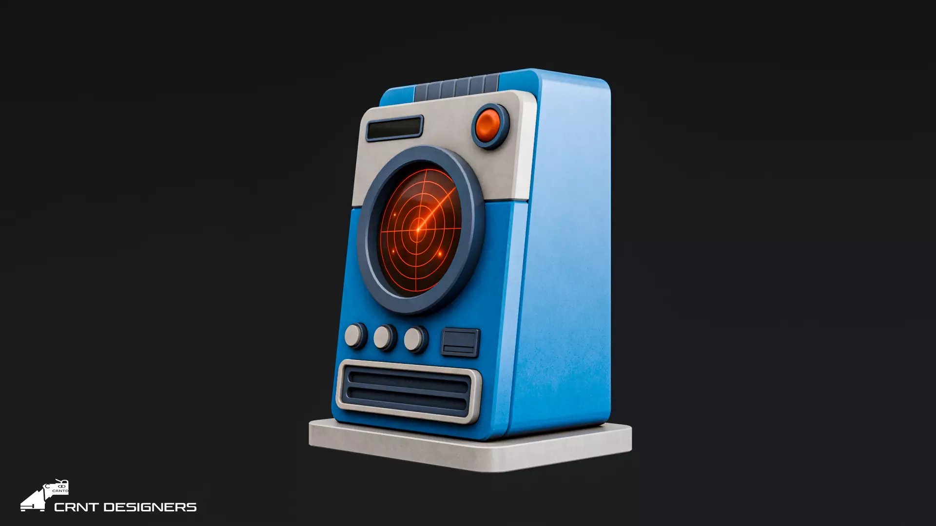 Retro Scifi Radar Device Low-poly 3D model_9