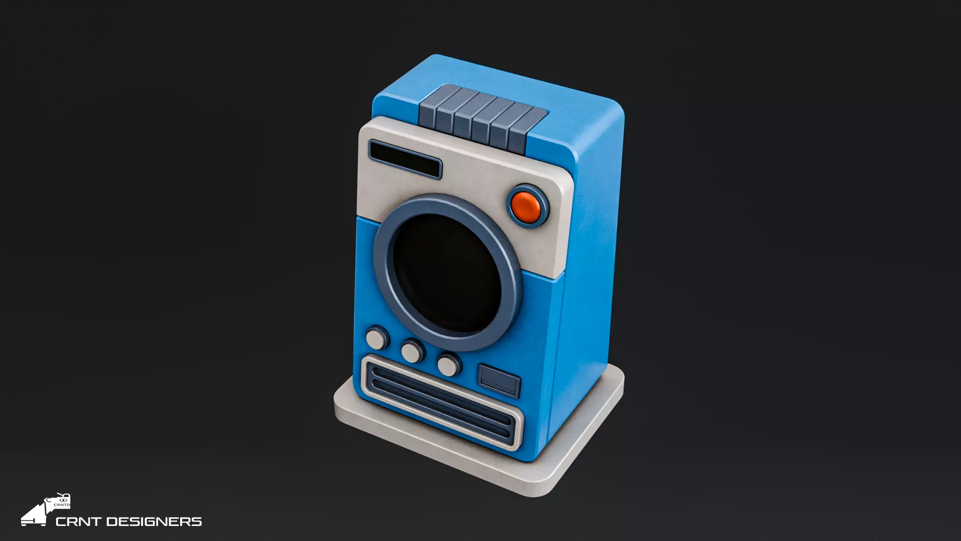 Retro Scifi Radar Device Low-poly 3D model_12