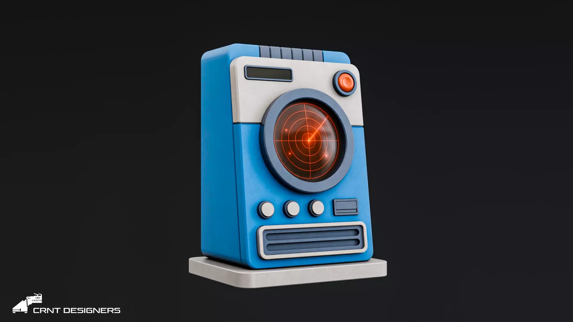 Retro Scifi Radar Device Low-poly 3D model_3