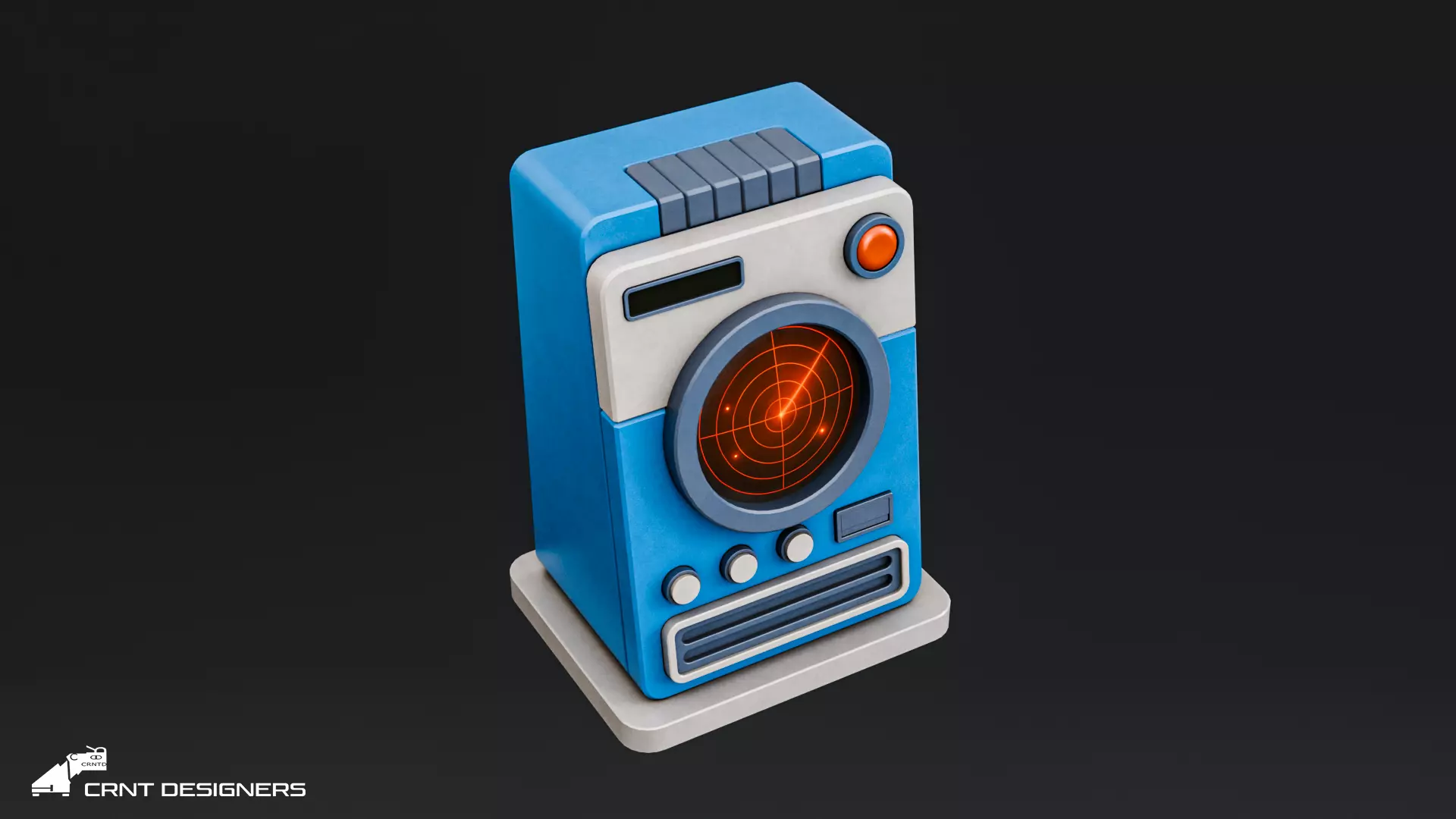 Retro Scifi Radar Device Low-poly 3D model_10