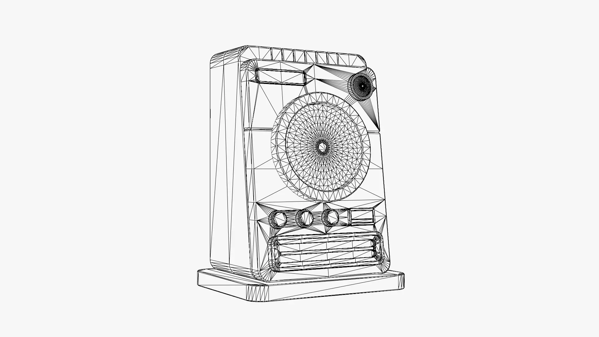 Retro Scifi Radar Device Low-poly 3D model_4