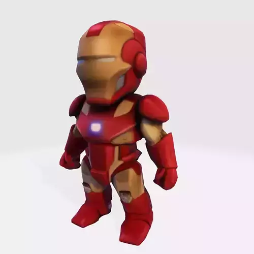 LowPoly Superhero Cute Iron Man Figurine for 3D Printing