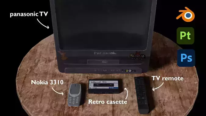  RETRO BUNDLE TV MOBILE CASETTE REMOTE