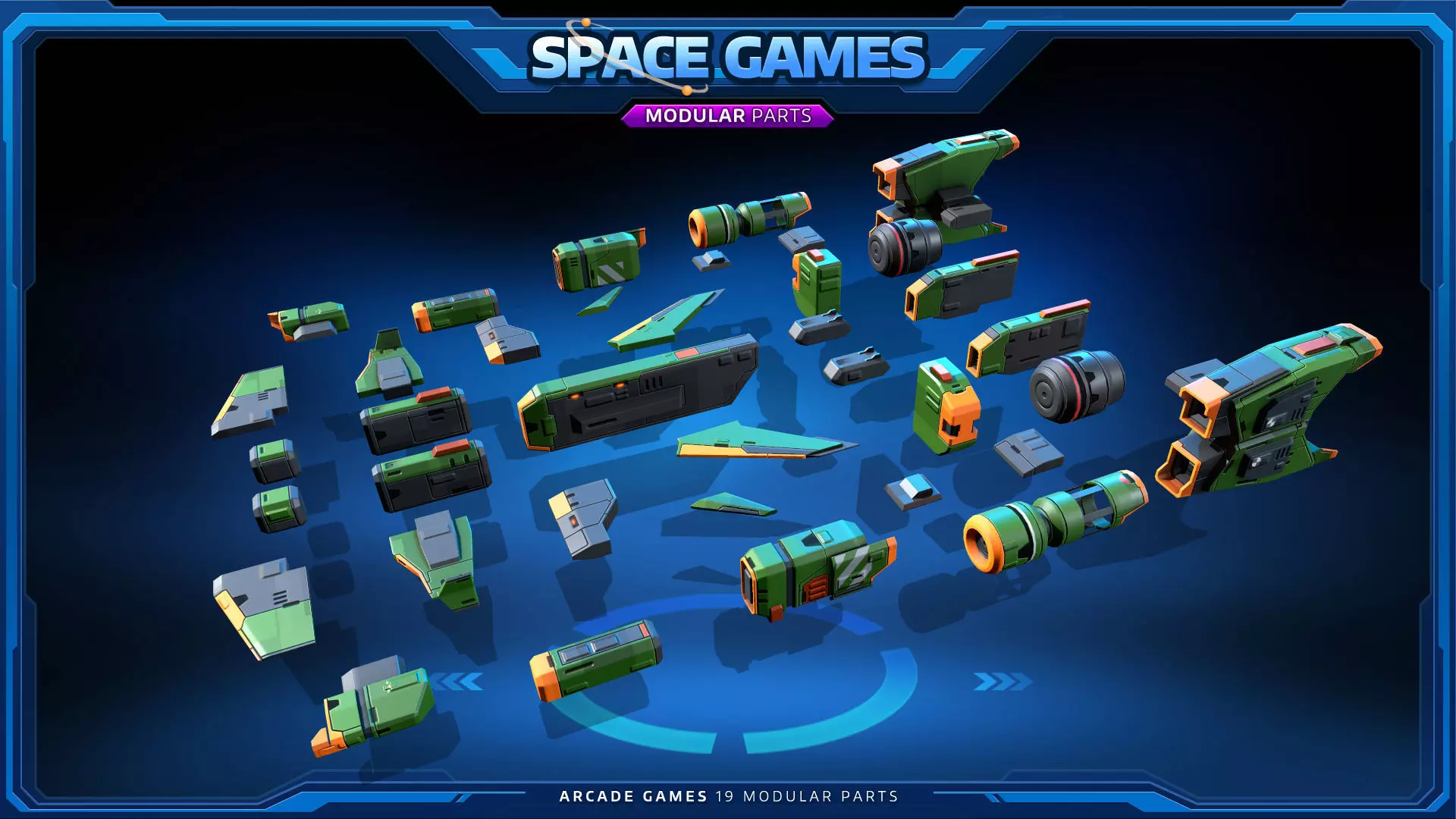 SPACE Games - Modular Parts Low-poly 3D model_1