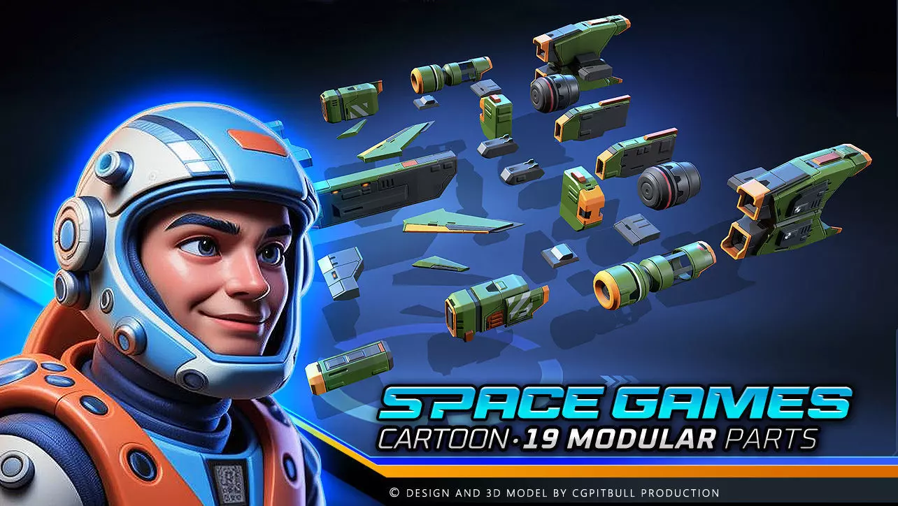 SPACE Games - Modular Parts Low-poly 3D model_0