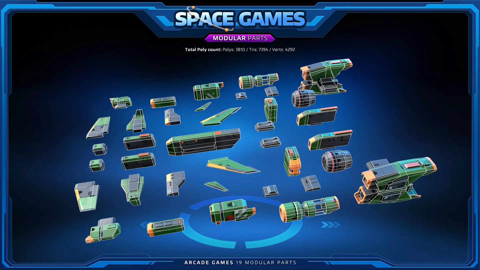 SPACE Games - Modular Parts Low-poly 3D model_7