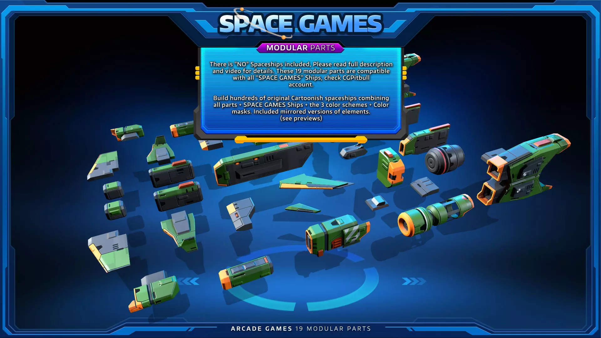 SPACE Games - Modular Parts Low-poly 3D model_2