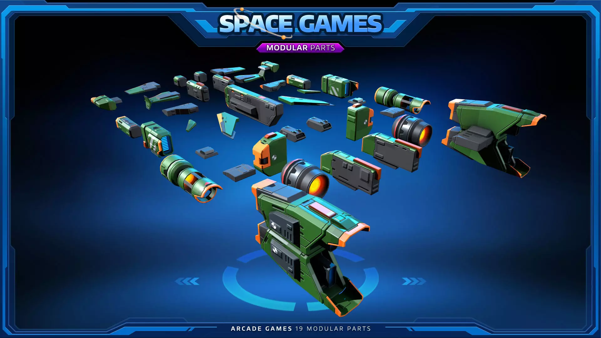 SPACE Games - Modular Parts Low-poly 3D model_4