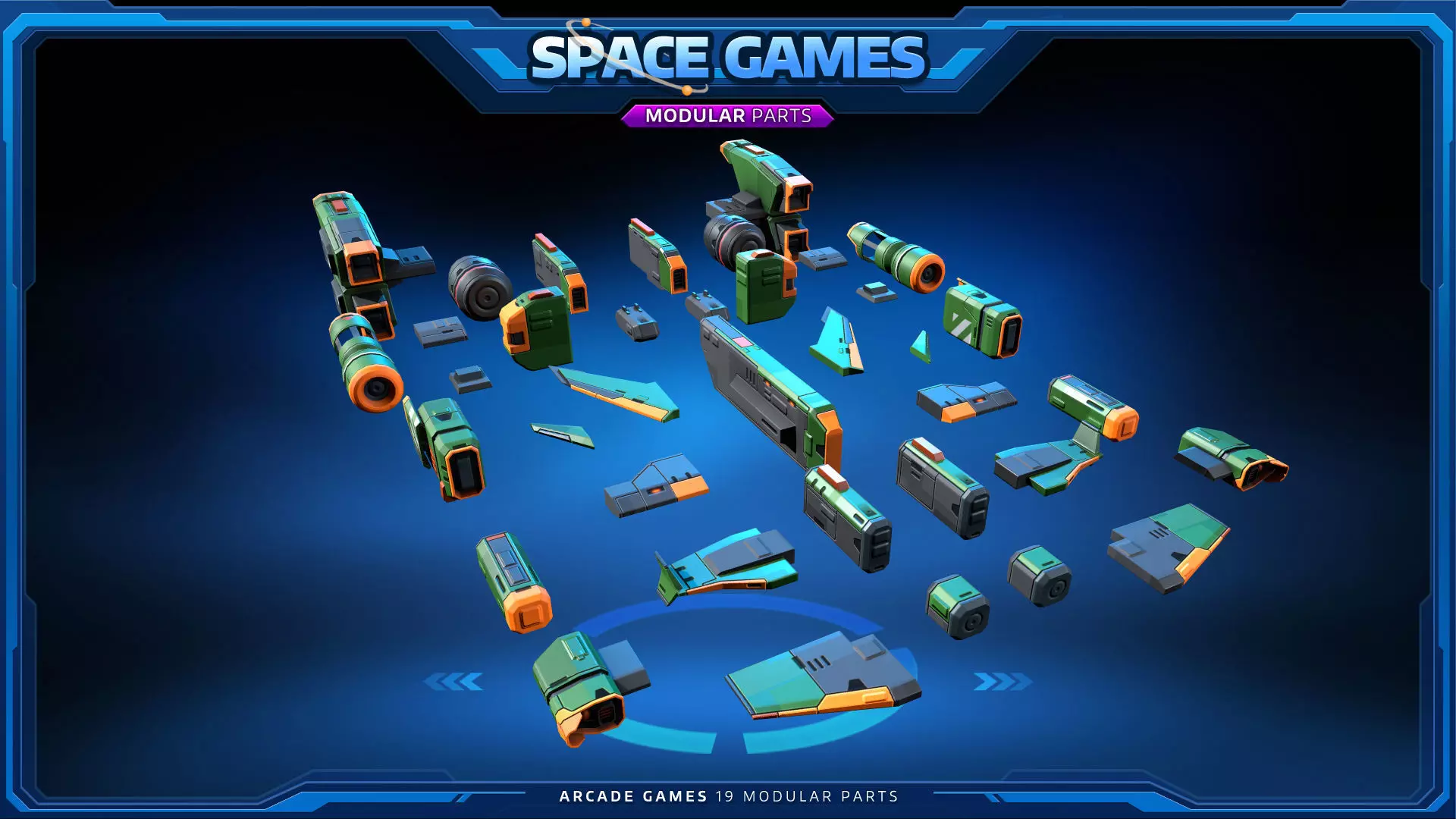 SPACE Games - Modular Parts Low-poly 3D model_3