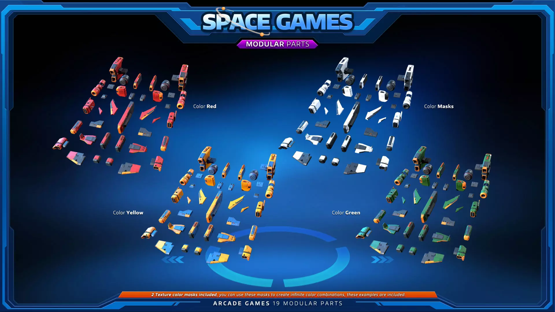 SPACE Games - Modular Parts Low-poly 3D model_6