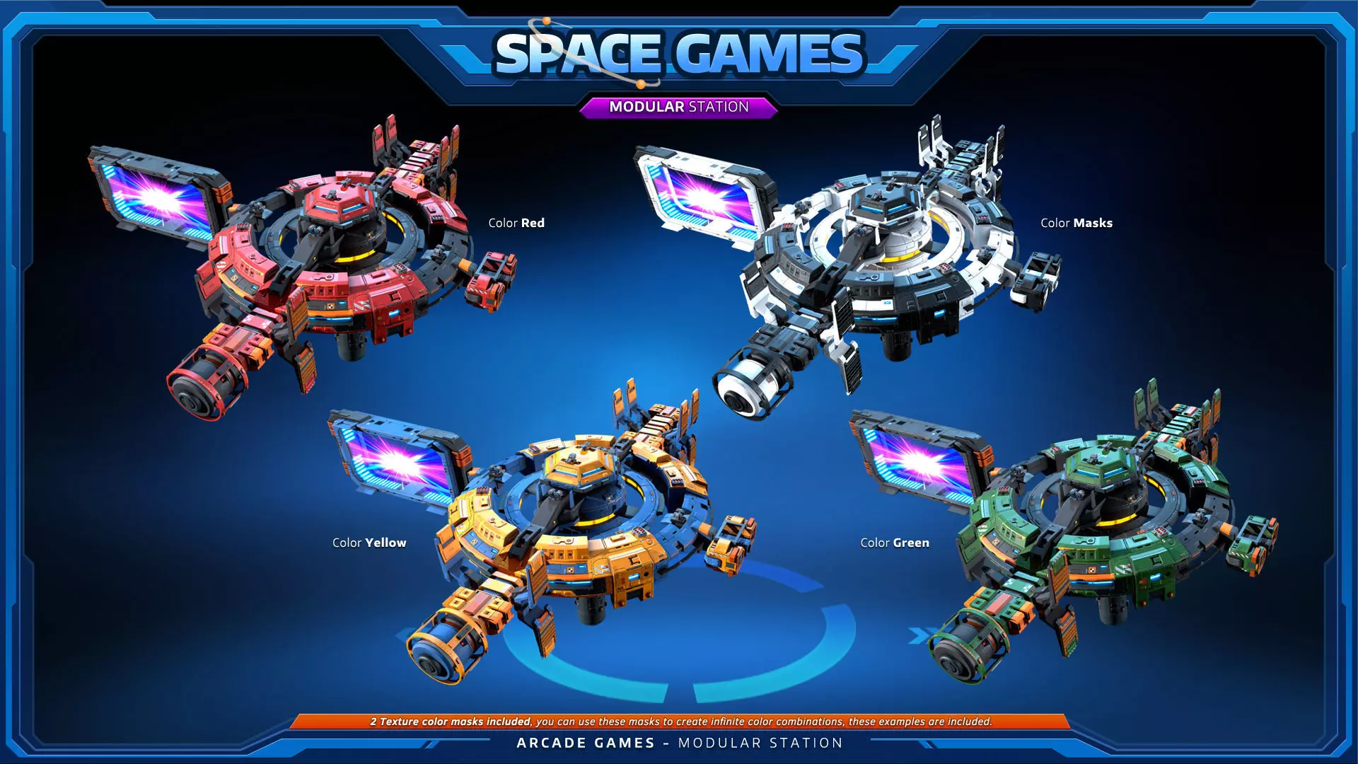 SPACE Games - Modular Space STATION Low-poly 3D model_8