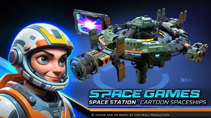 SPACE Games - Modular Space STATION Low-poly 3D model SPACE Games - Modular Space STATION Low-poly 3D model