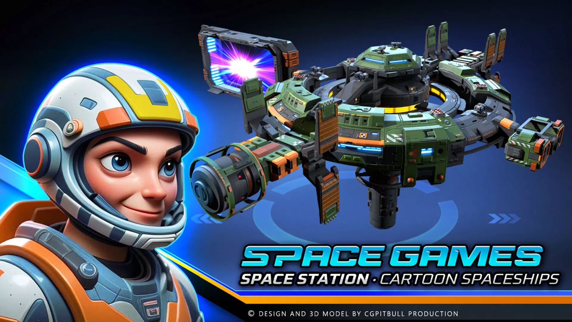 SPACE Games - Modular Space STATION Low-poly 3D model_0