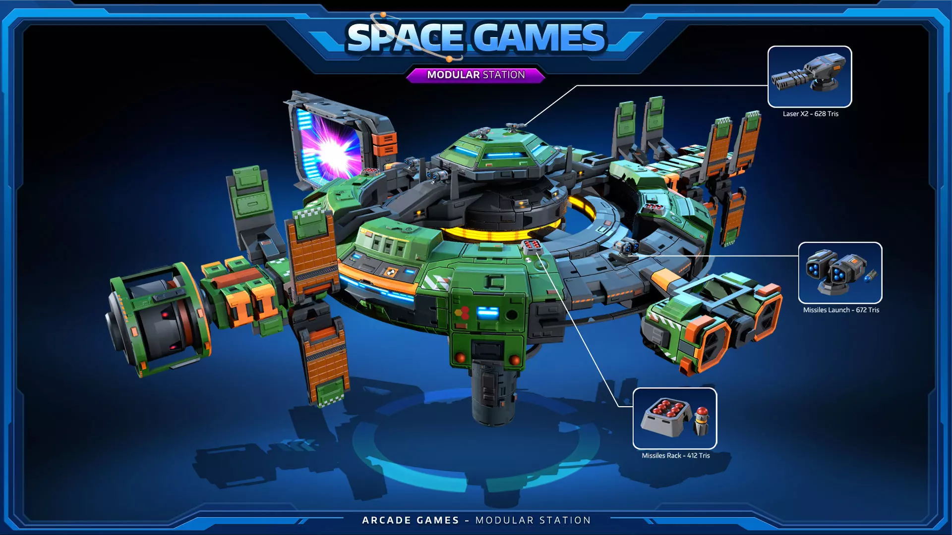 SPACE Games - Modular Space STATION Low-poly 3D model_3