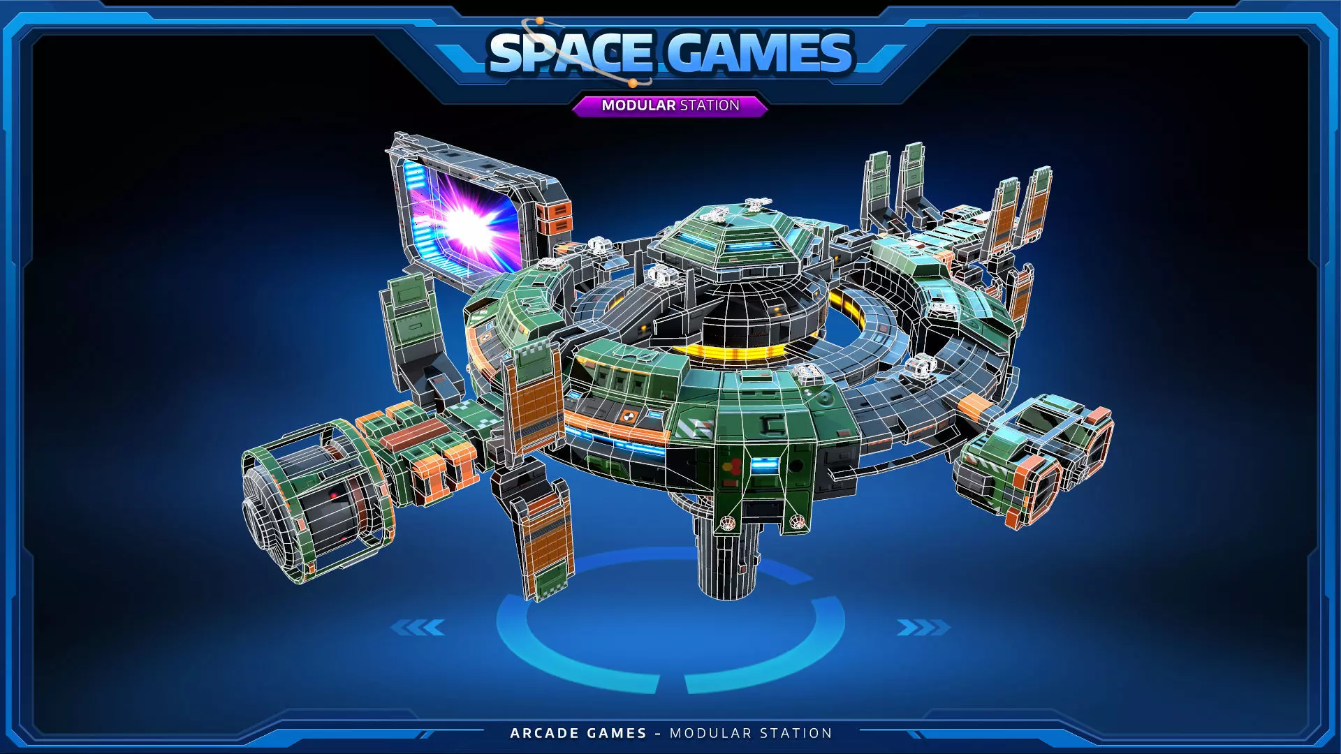 SPACE Games - Modular Space STATION Low-poly 3D model_9