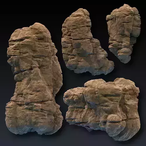 Rock Face Cliff Blocks 02 3D model