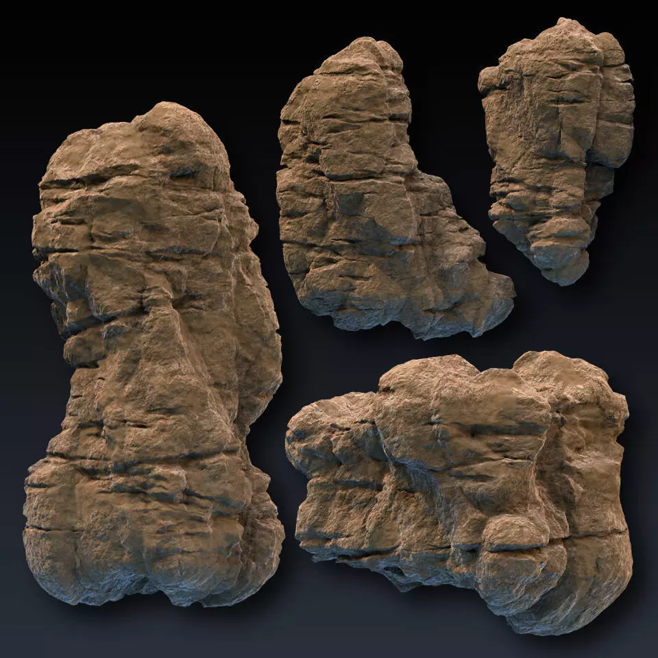 Rock Face Cliff Blocks 02 3D model_0