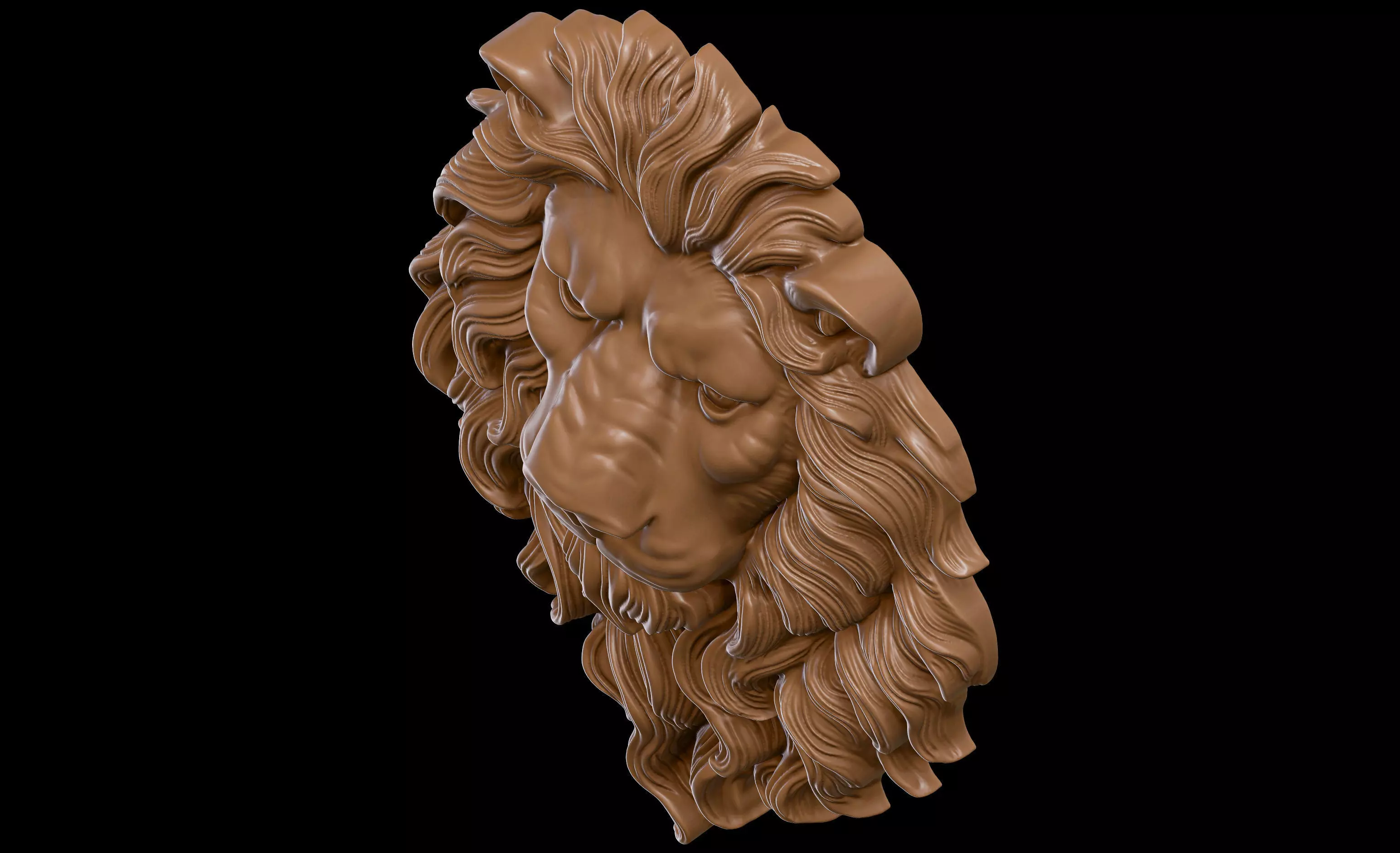 Lion Bas Relief 3D print model_4