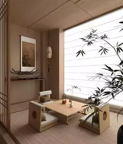 Japanese - style tatami tea room