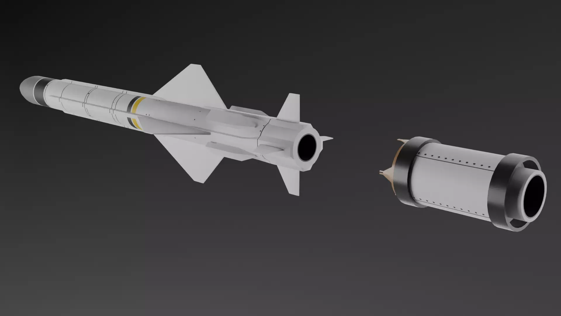 Exocet MM40 Block 3C Low Poly Game-Ready Missile Free 3D model_2