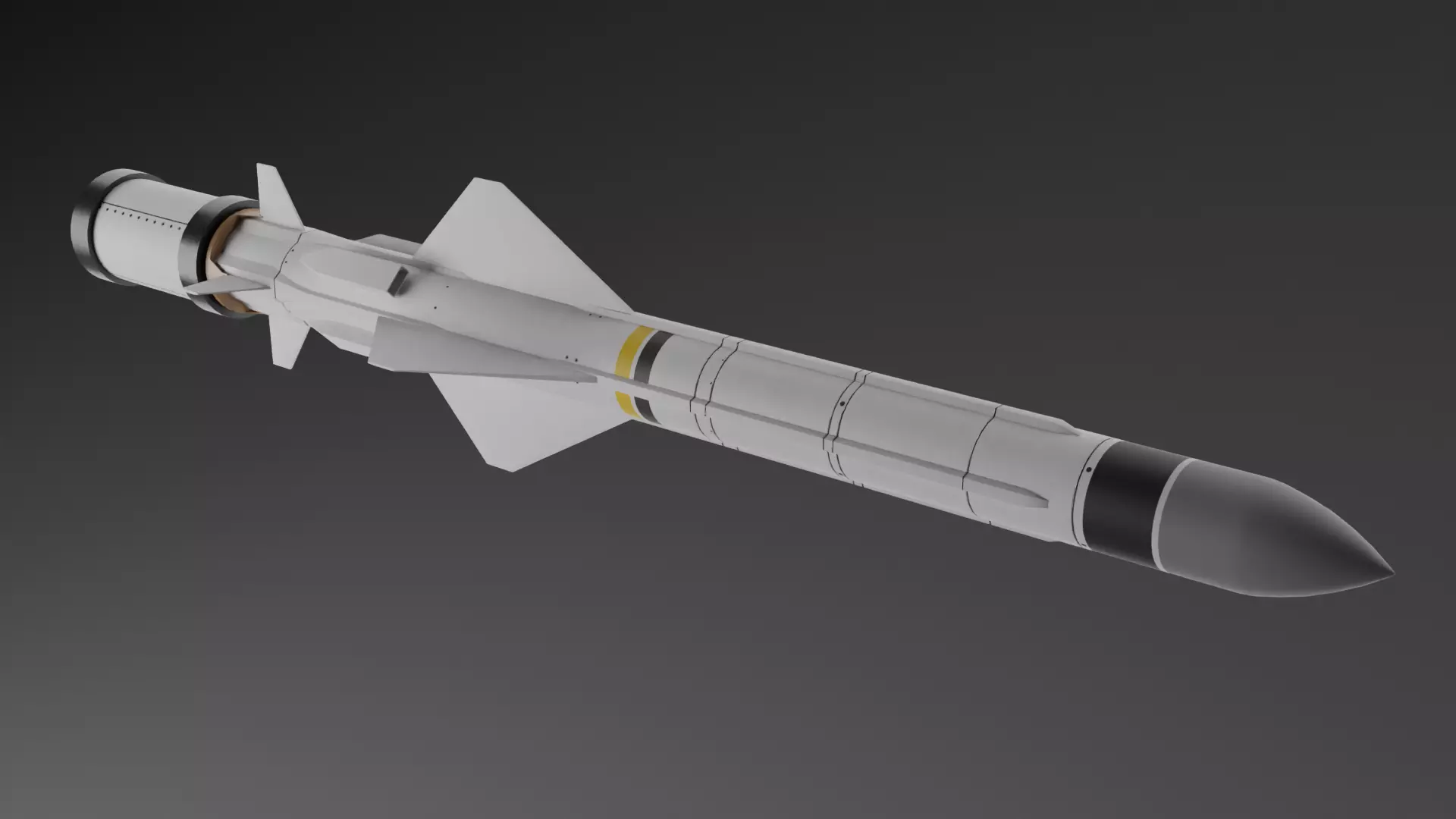 Exocet MM40 Block 3C Low Poly Game-Ready Missile Free 3D model_1