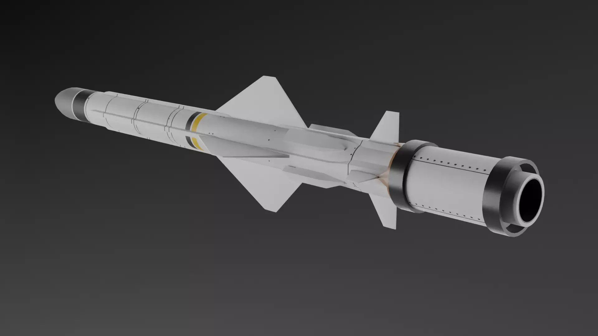 Exocet MM40 Block 3C Low Poly Game-Ready Missile Free 3D model_0