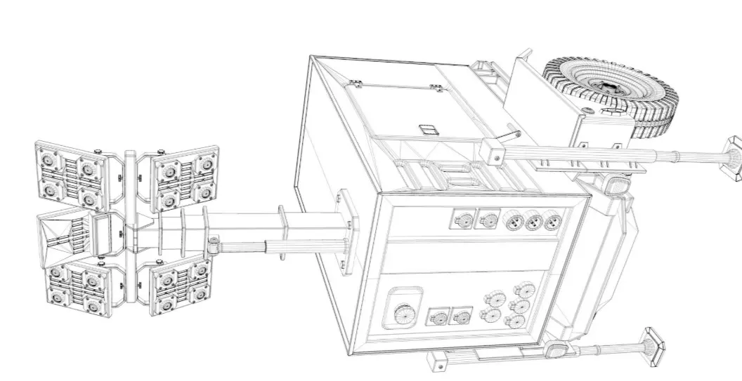Mobile Construction Light Generator 3D model_7