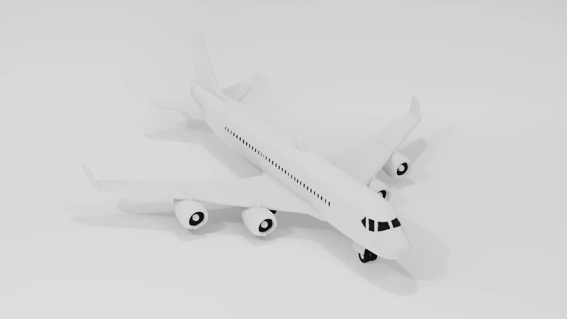 Commercial Airplane 3D Model Low Poly Aircraft Free low-poly 3D model
