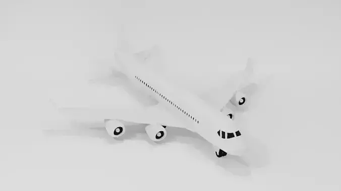 Commercial Airplane 3D Model  Low Poly Aircraft