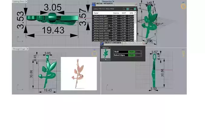 gold stl 3dm Pendant A Fairy of Dreams and Rose Gold gp0433