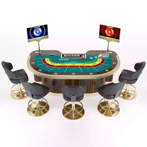Baccarat Table 3D Model for Casino and Luxury Interior Design