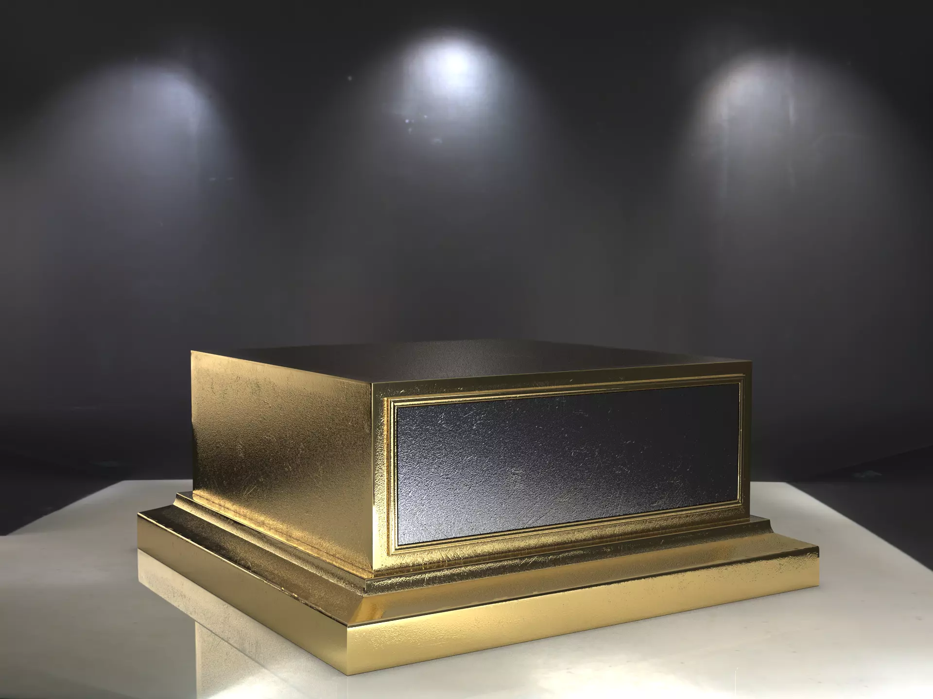 Golden Trophy Award Base 3D model_8