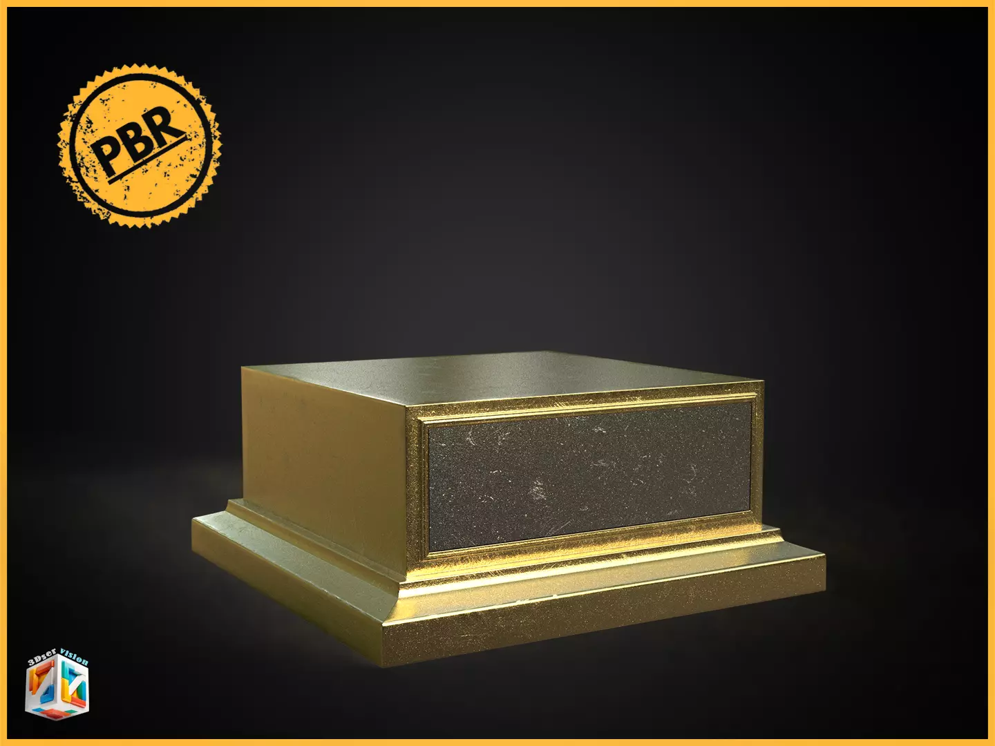 Golden Trophy Award Base 3D model_0