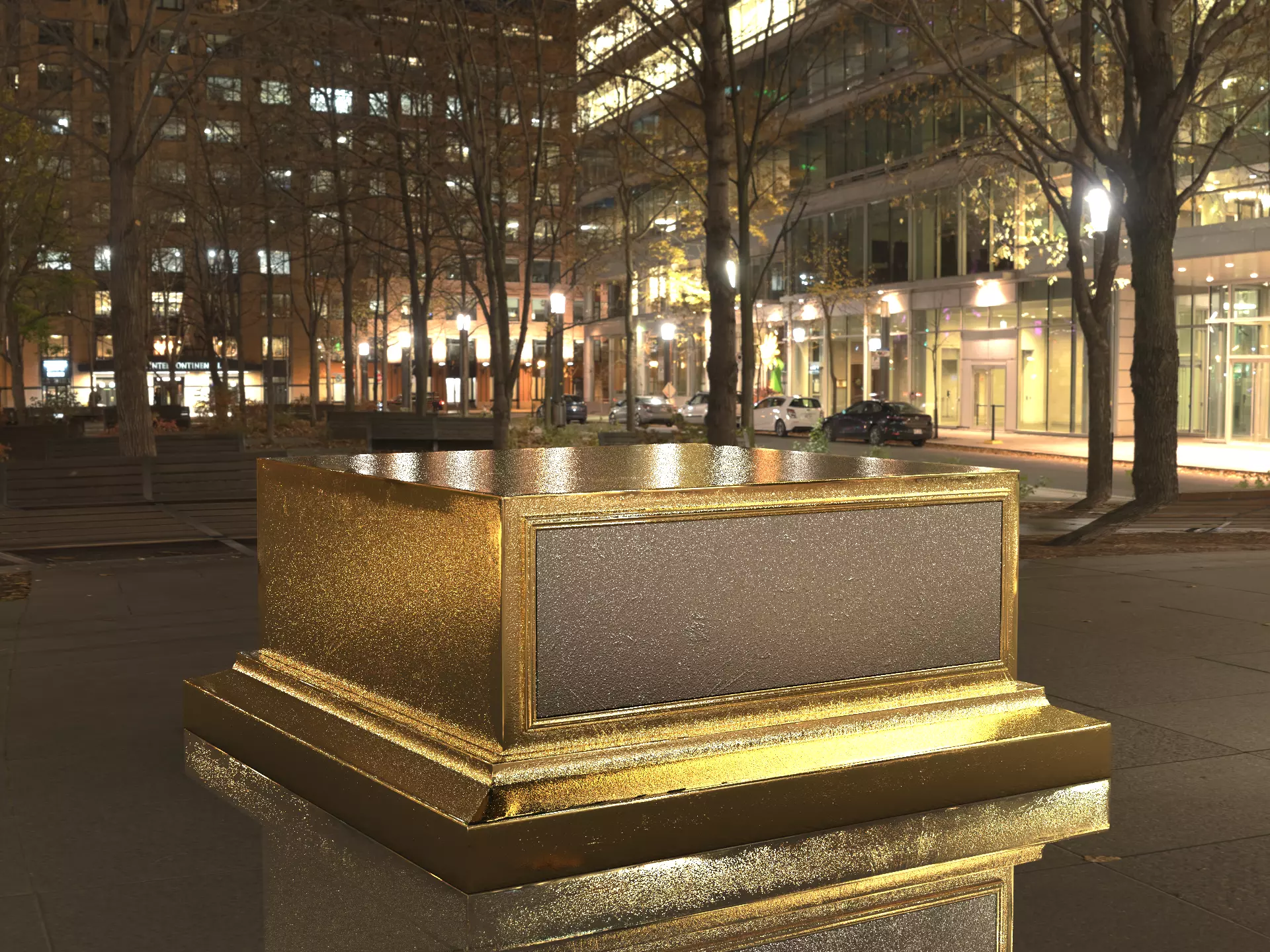 Golden Trophy Award Base 3D model_9