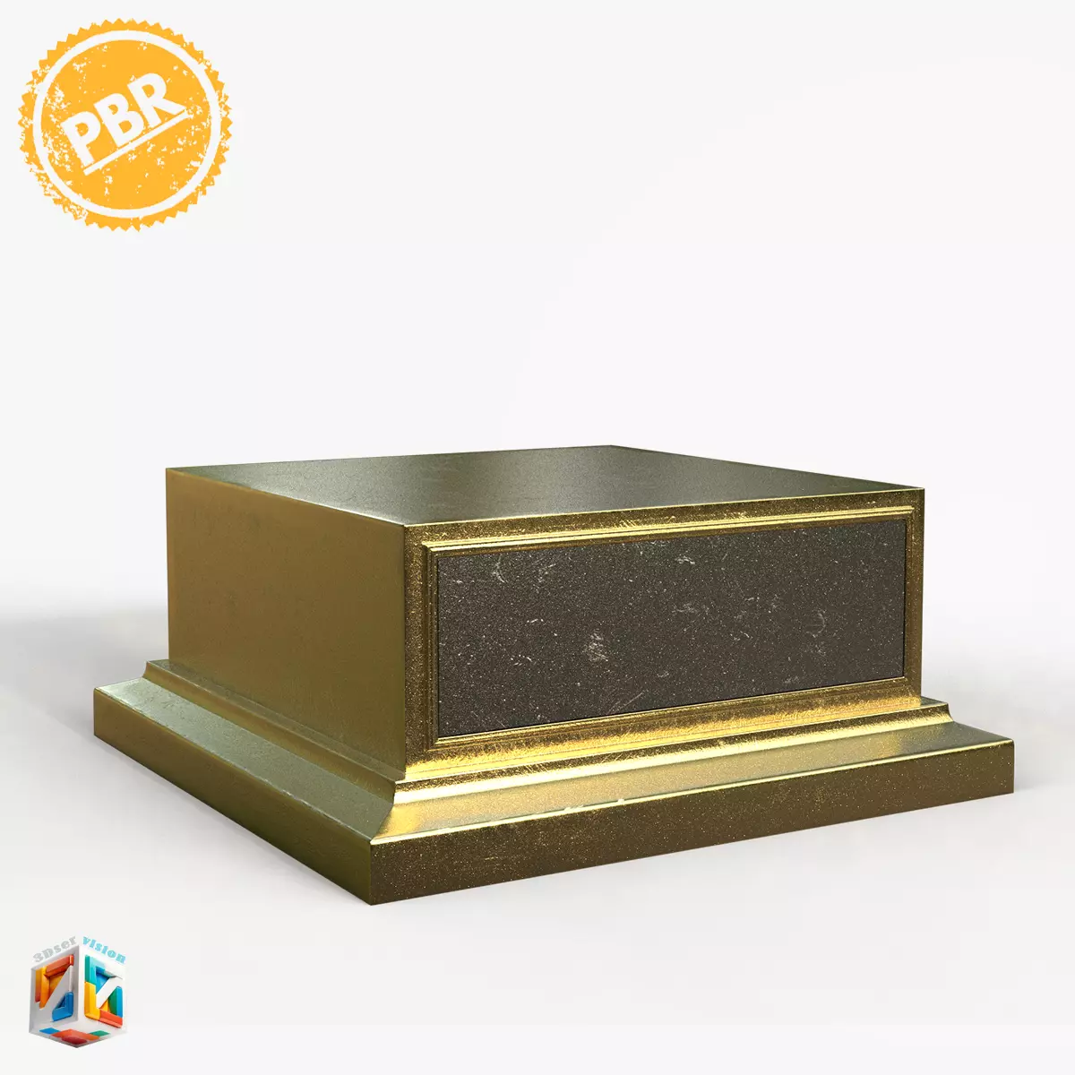 Golden Trophy Award Base 3D model_10