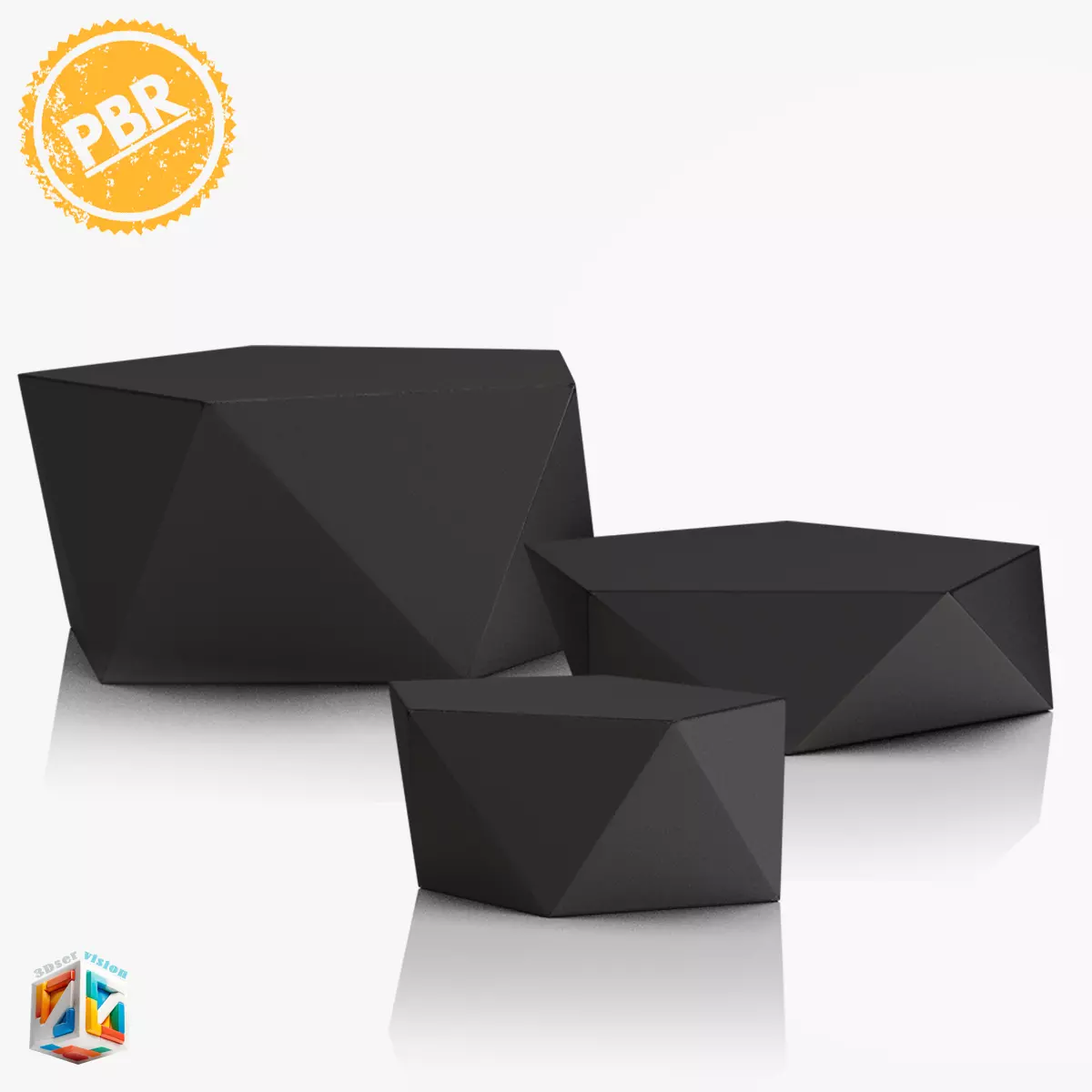 Geometric Trophy Award 3 Bases Pack 3D model_8