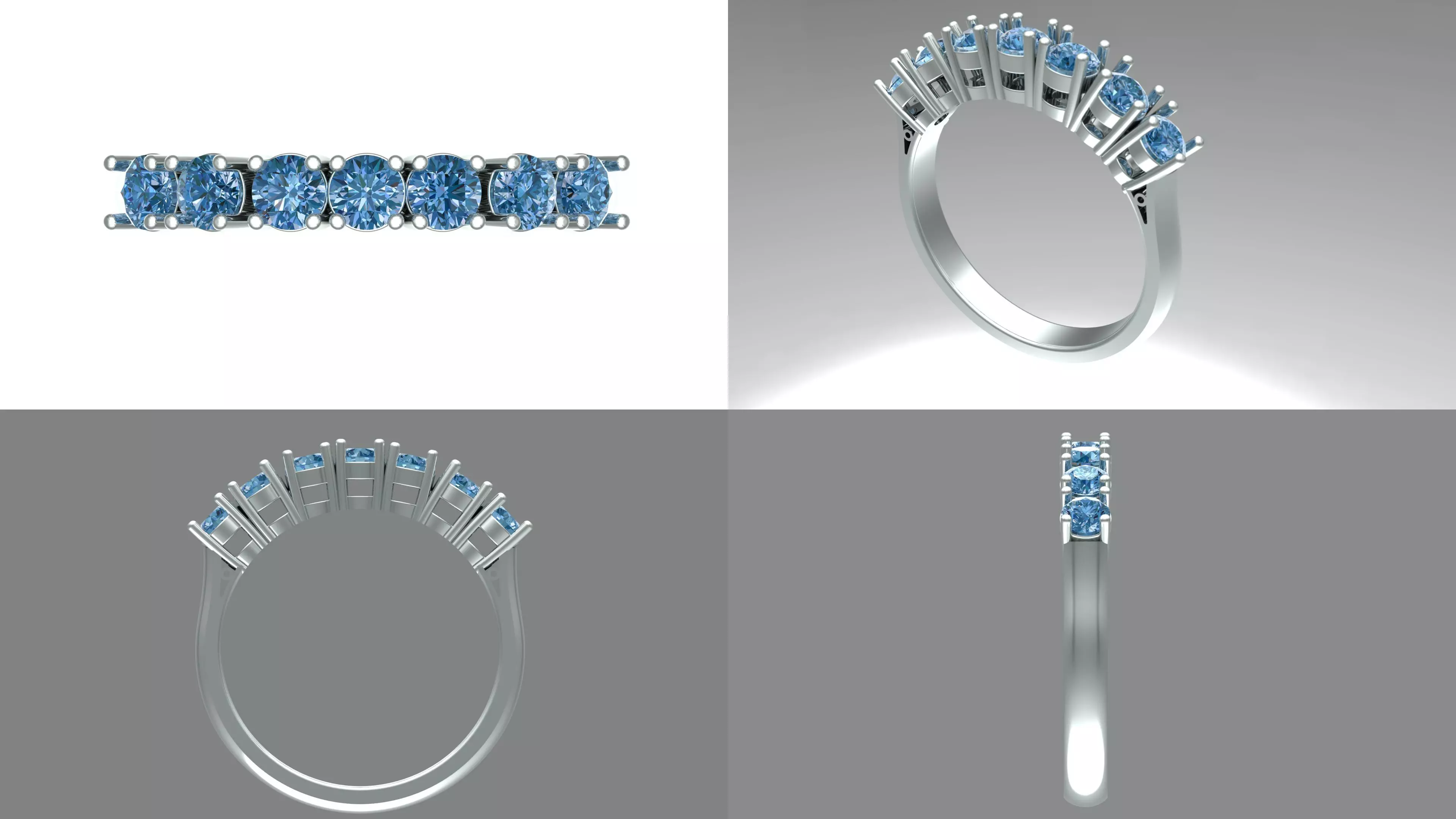 ring  7 stone 3D print model_2