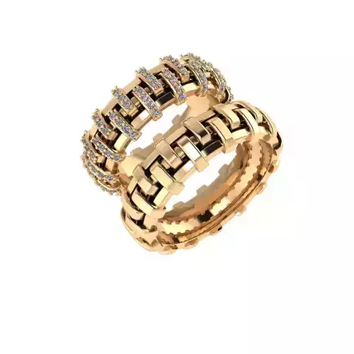 Luxury Gold Wedding Rings Set Diamond Jewelry 3D Model