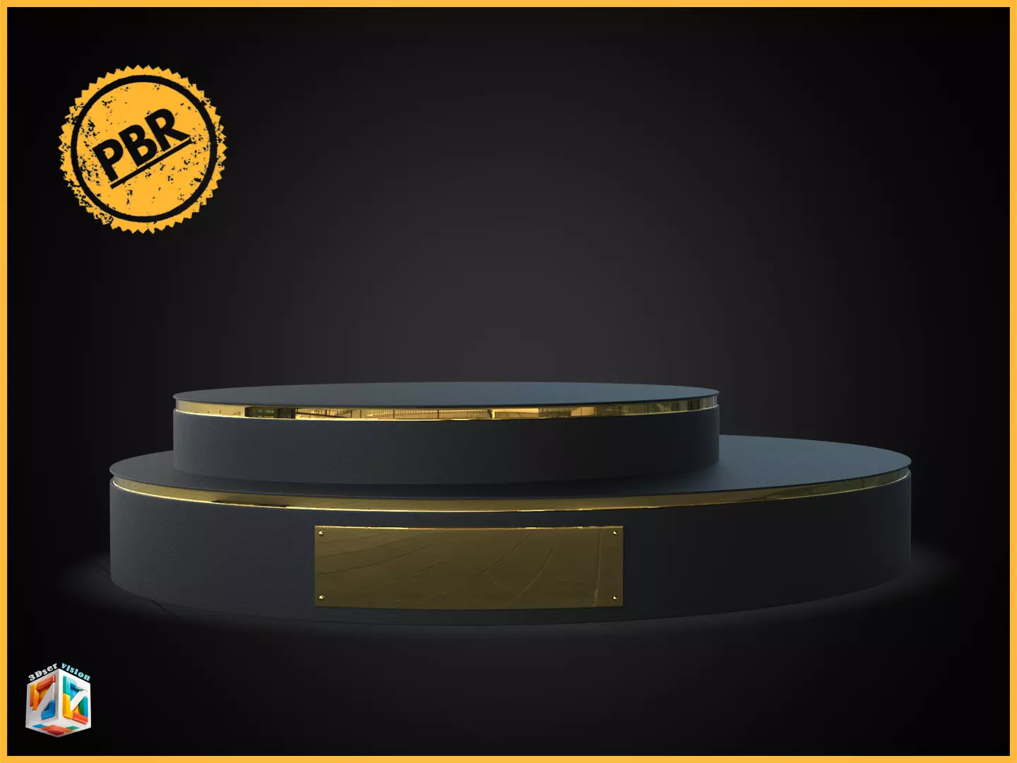 Black and Gold Trophy luxury  Award Base 3D model_0