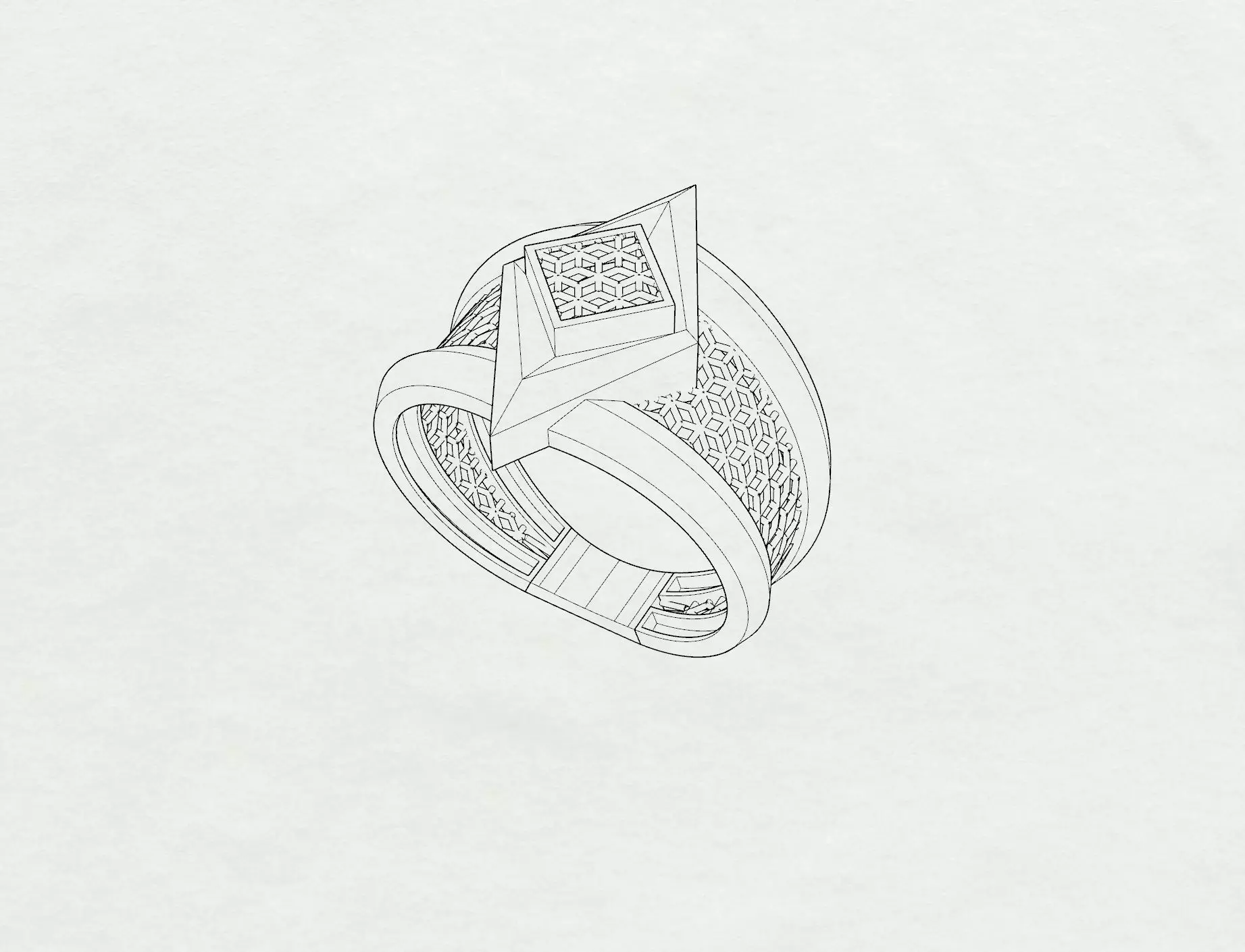 Facet Weave Ring 3D print model_6
