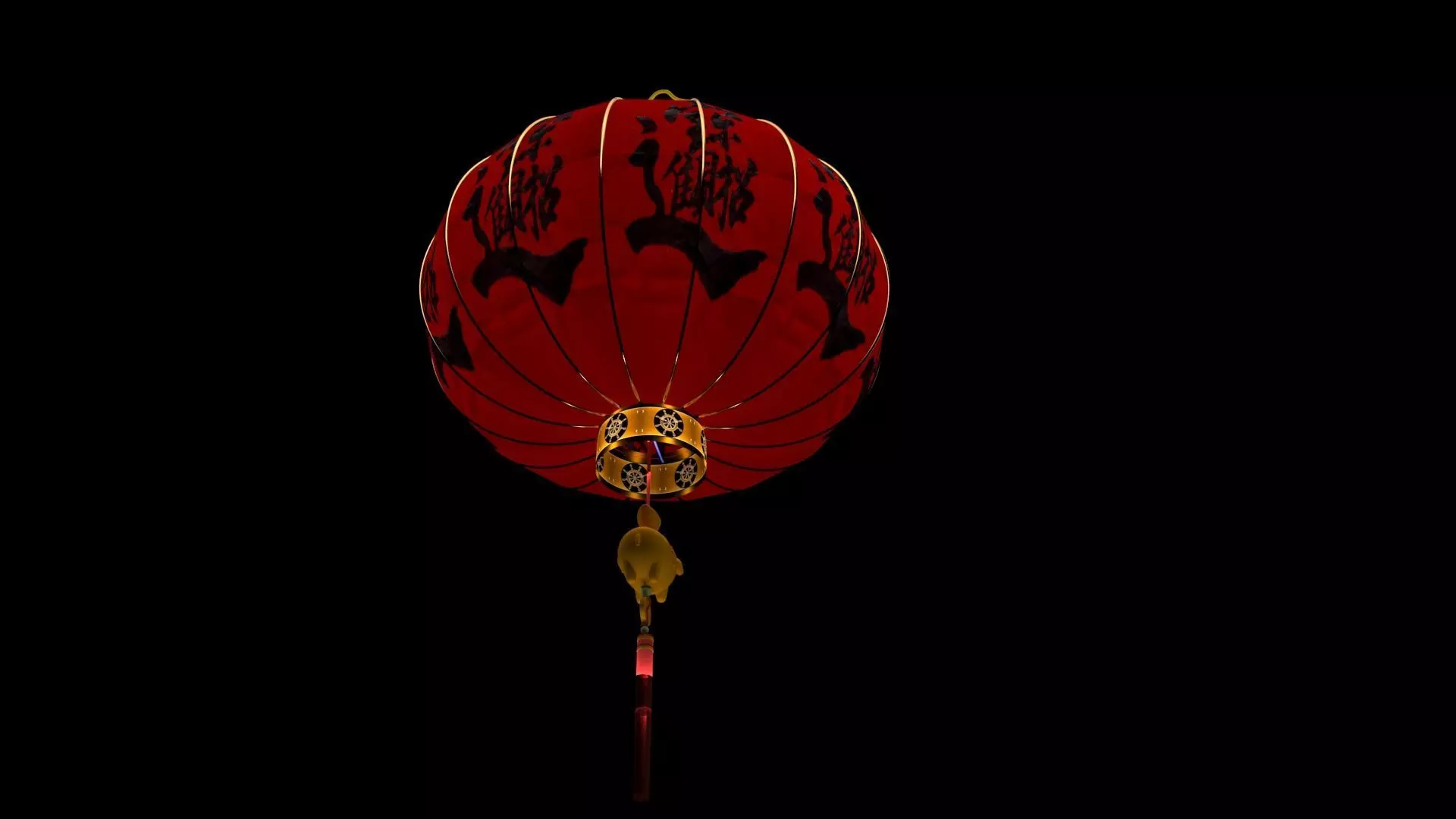 Chinese red lantern Low-poly 3D model_9