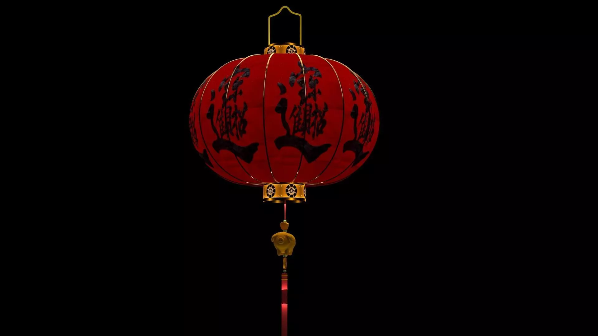 Chinese red lantern Low-poly 3D model_0