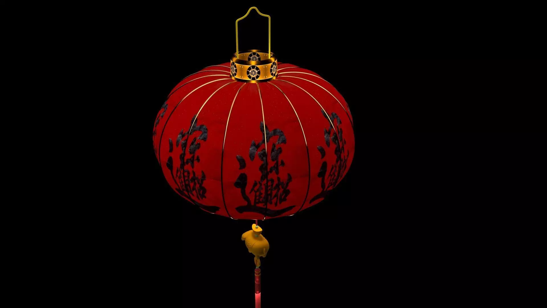 Chinese red lantern Low-poly 3D model_3