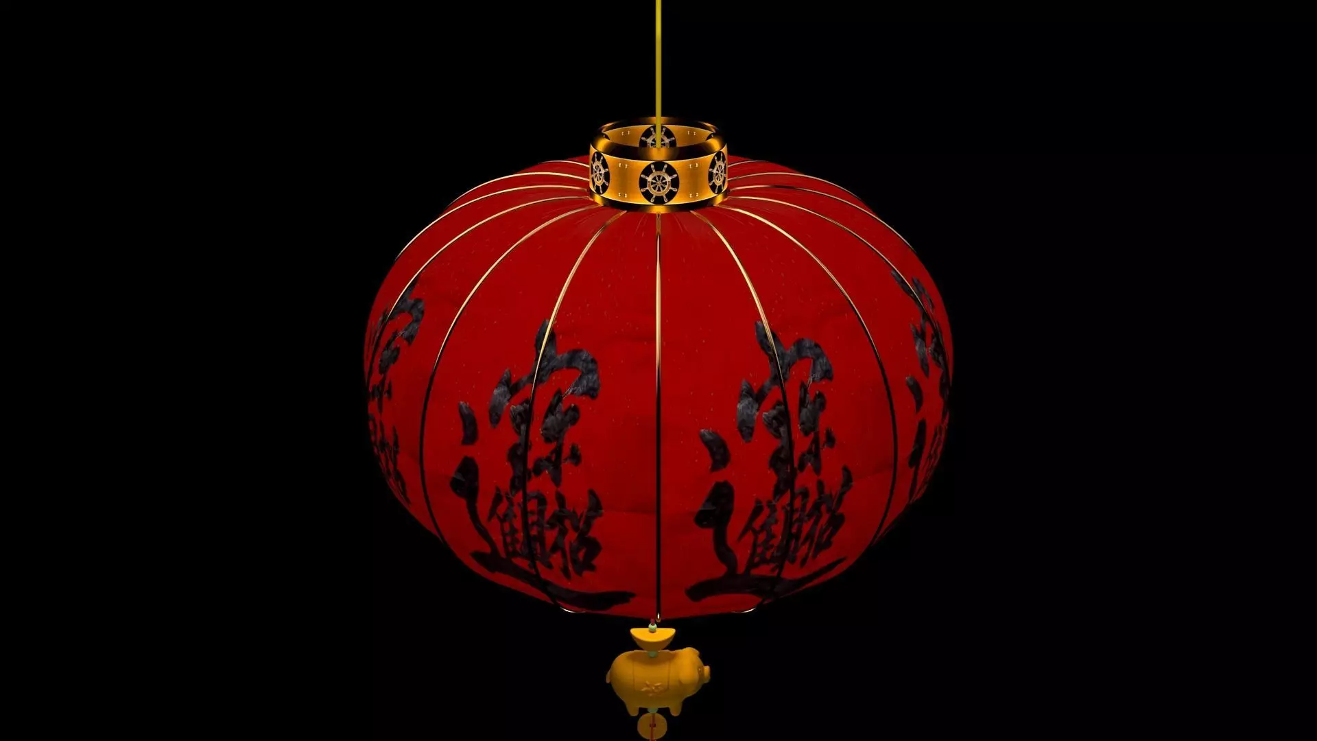 Chinese red lantern Low-poly 3D model_5
