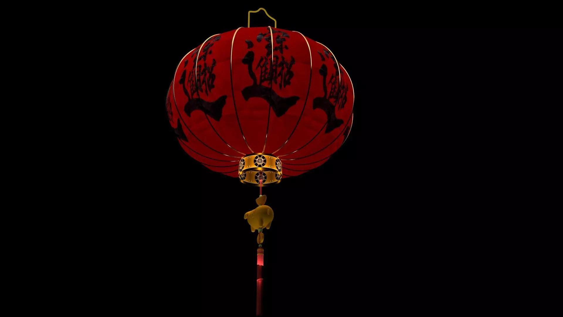 Chinese red lantern Low-poly 3D model_7