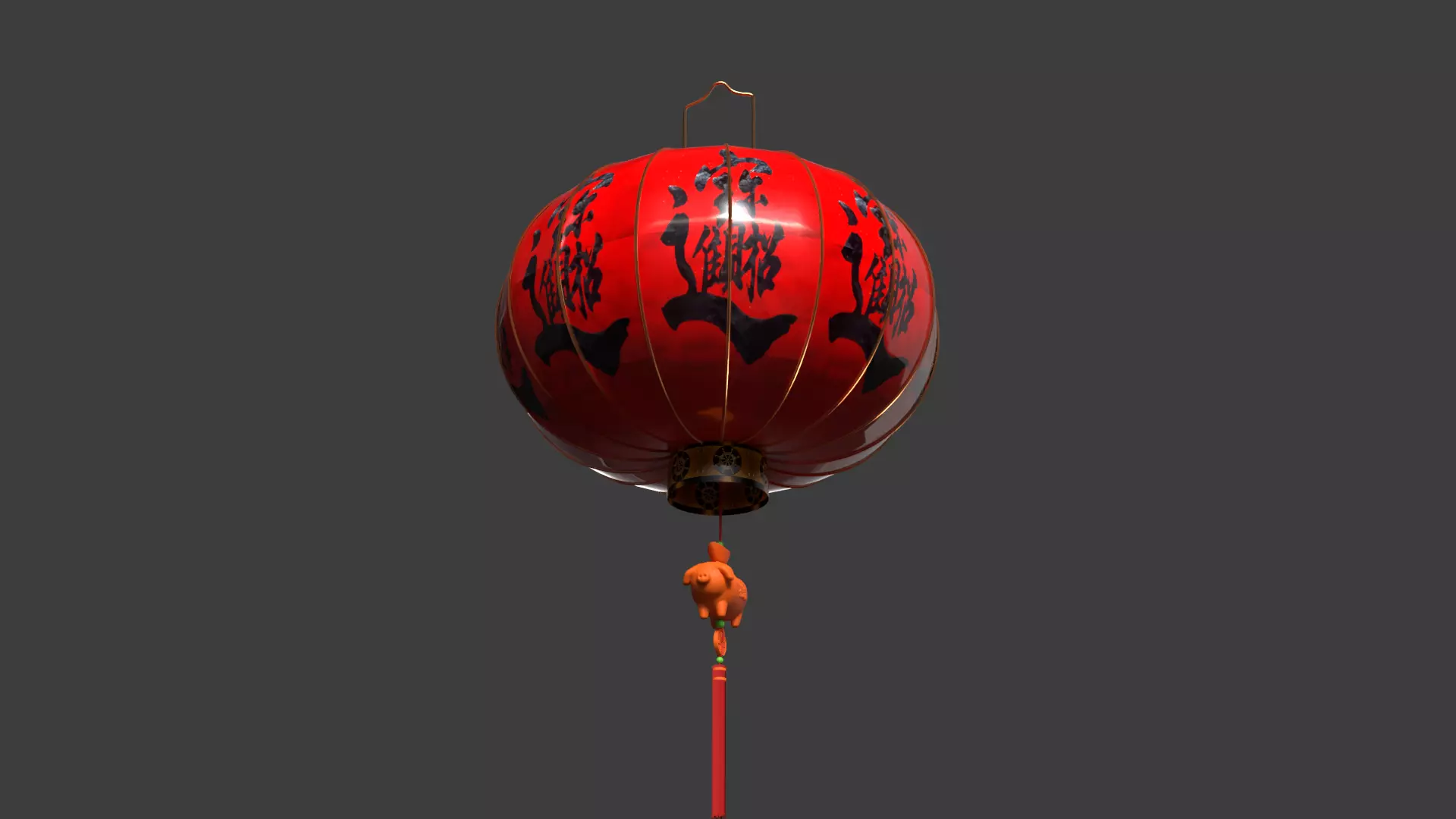 Chinese red lantern Low-poly 3D model_6