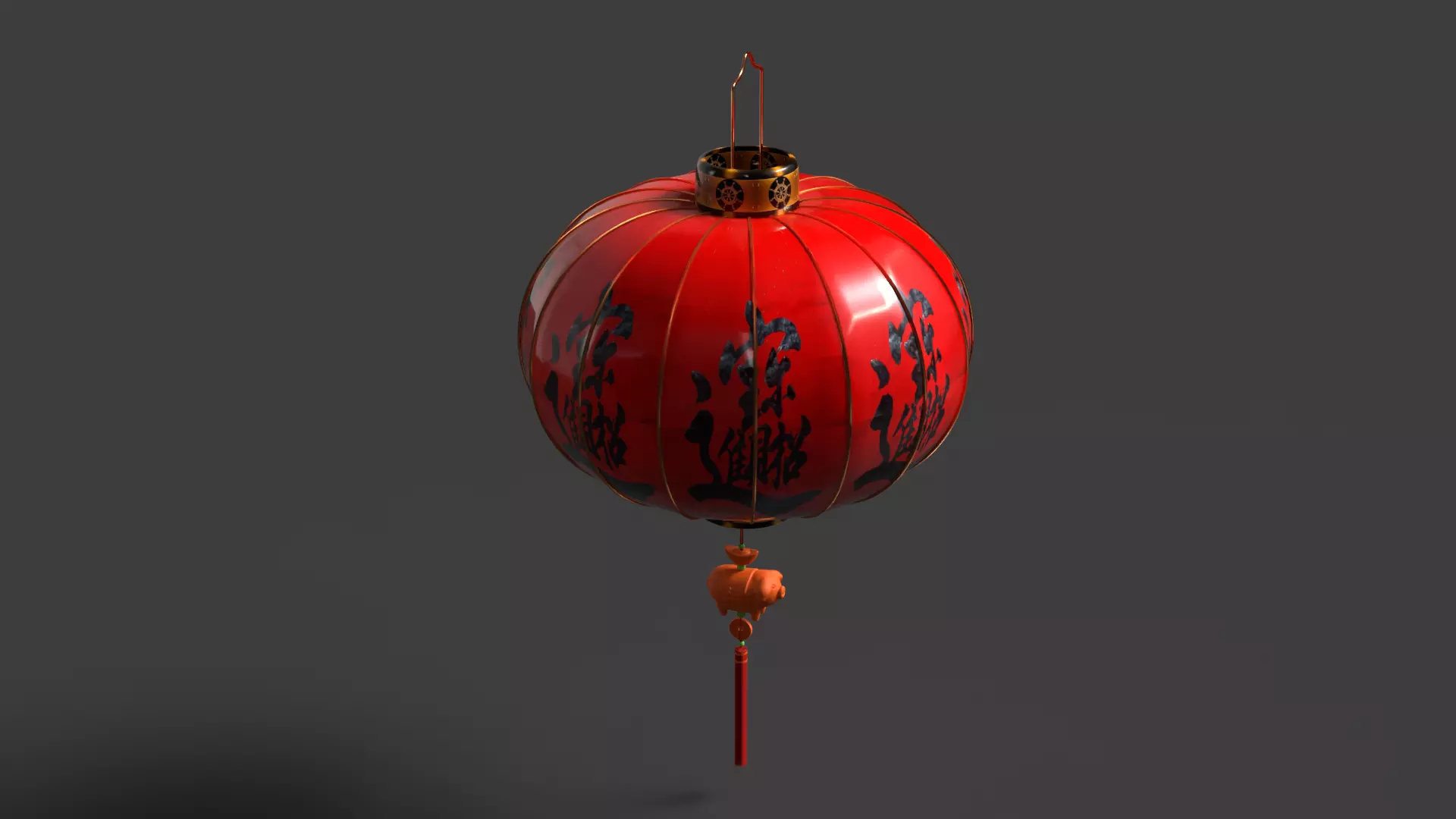 Chinese red lantern Low-poly 3D model_10